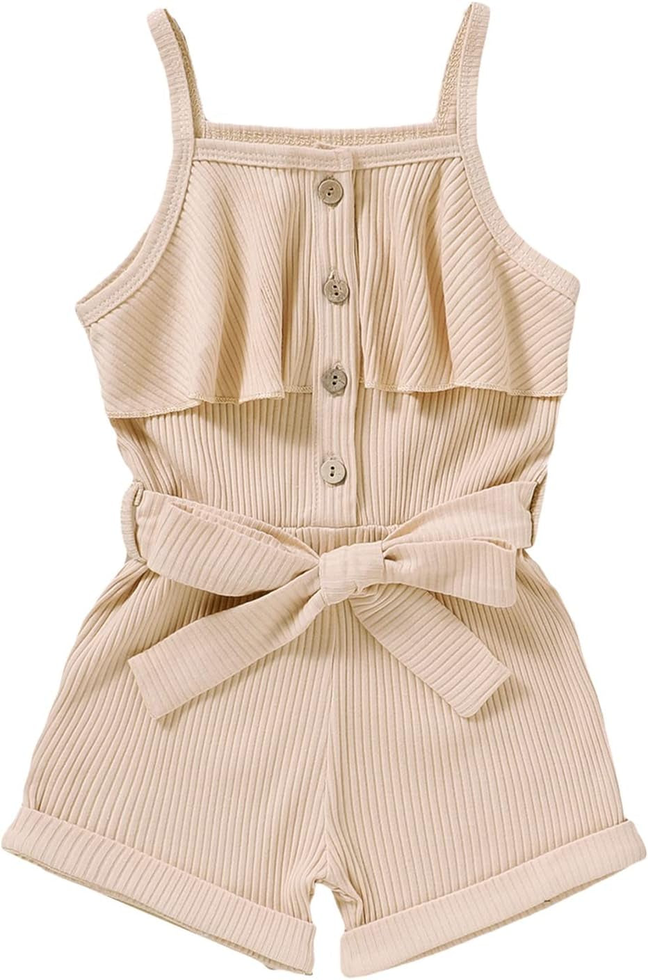 Adorable Toddler Girls' Summer Sleeveless Halter Romper Jumpsuit Set (Ages 1-5T)