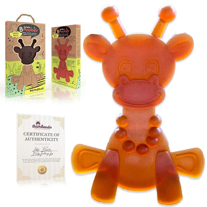 Natural Amber Giraffe Teether Toy - Soothing Rubber Baby Teething Relief