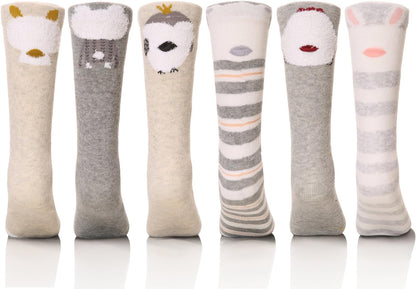 Cozy Animal Knee High Socks for Kids - Warm Cotton Boot Socks for Toddlers (Ages 1-6)