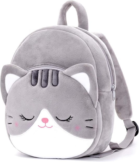 Adorable Gray Cat Plush Backpack for Toddlers - Perfect 11-Inch Kitty Backpack for Girls