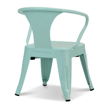 Charming Blue Steel Armchair Set for Kids - Stackable & Ideal for Indoor/Outdoor Adventures!