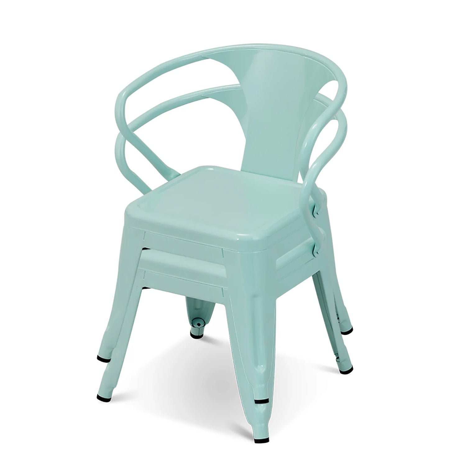 Charming Blue Steel Armchair Set for Kids - Stackable & Ideal for Indoor/Outdoor Adventures!