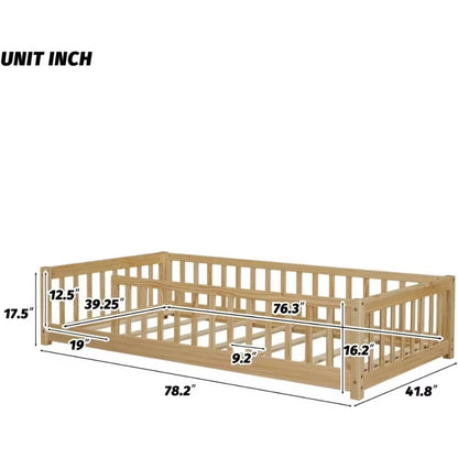 Transform Your Child's Sleep Experience with Our Solid Wood Montessori Twin Floor Bed Frame