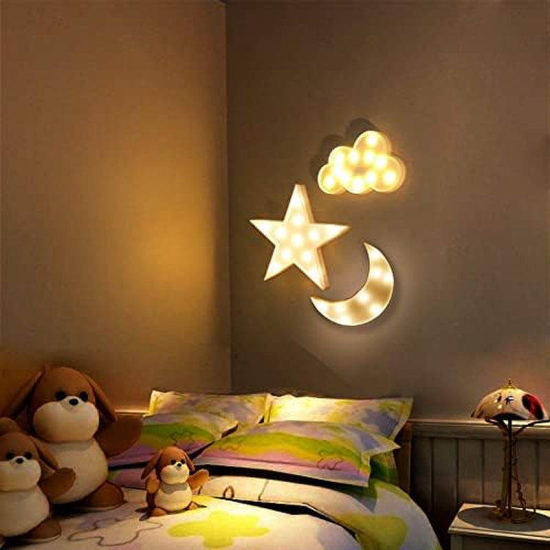 Enchanting 3-Piece 3D Crescent Moon and Cloud LED Star Lamp Set - Perfect Decorative Night Lights for All Ages, Ideal for Birthdays and Christmas Gifts