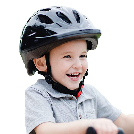 Noodle Adjustable Bike Helmet for Toddlers & Kids (Ages 1-9) - Cool Black Design with Sun Visor, Pinch Guard, and 14 Vents