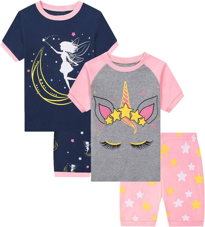 Adorable Little Girls Cotton Summer Pajama Sets - Perfect Toddler Sleepwear!