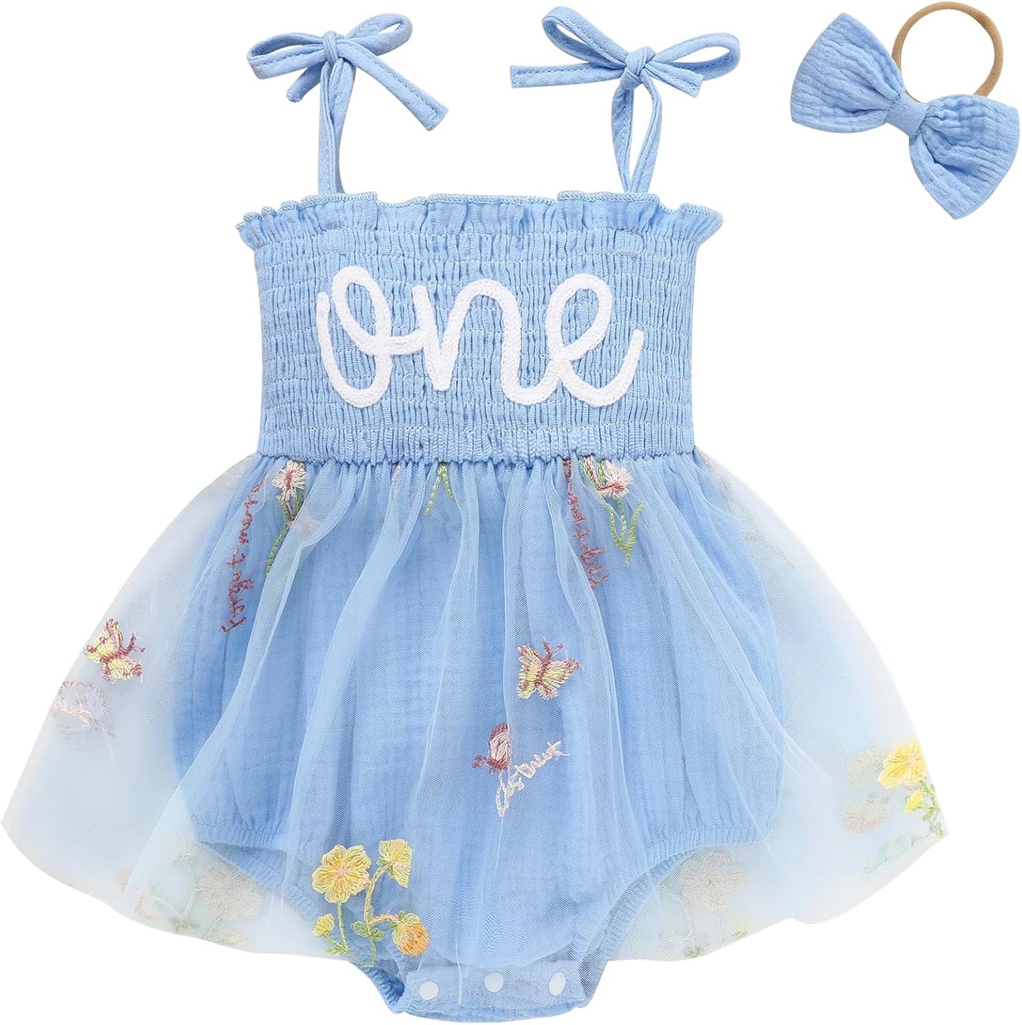 Adorable Baby Girl's 1st Birthday Tulle Romper - Sleeveless Bodysuit for Cake Smash Celebrations