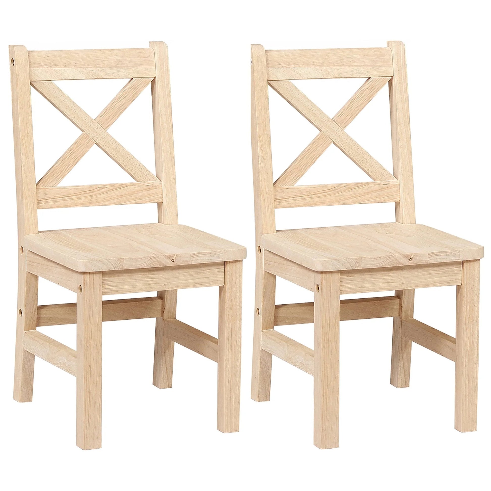 Charming Set of 2 Solid Hardwood X-Back Children's Chairs in Coffee Finish