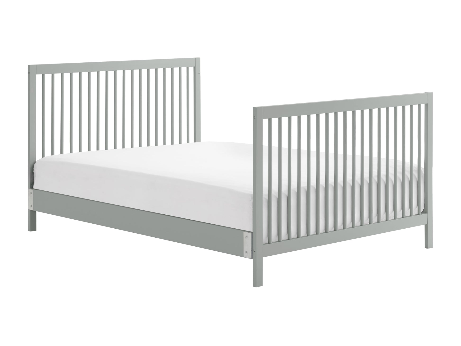 Stylish Gray 4-in-1 Convertible Crib with Round Spindles - Essential Island Full-Size Design