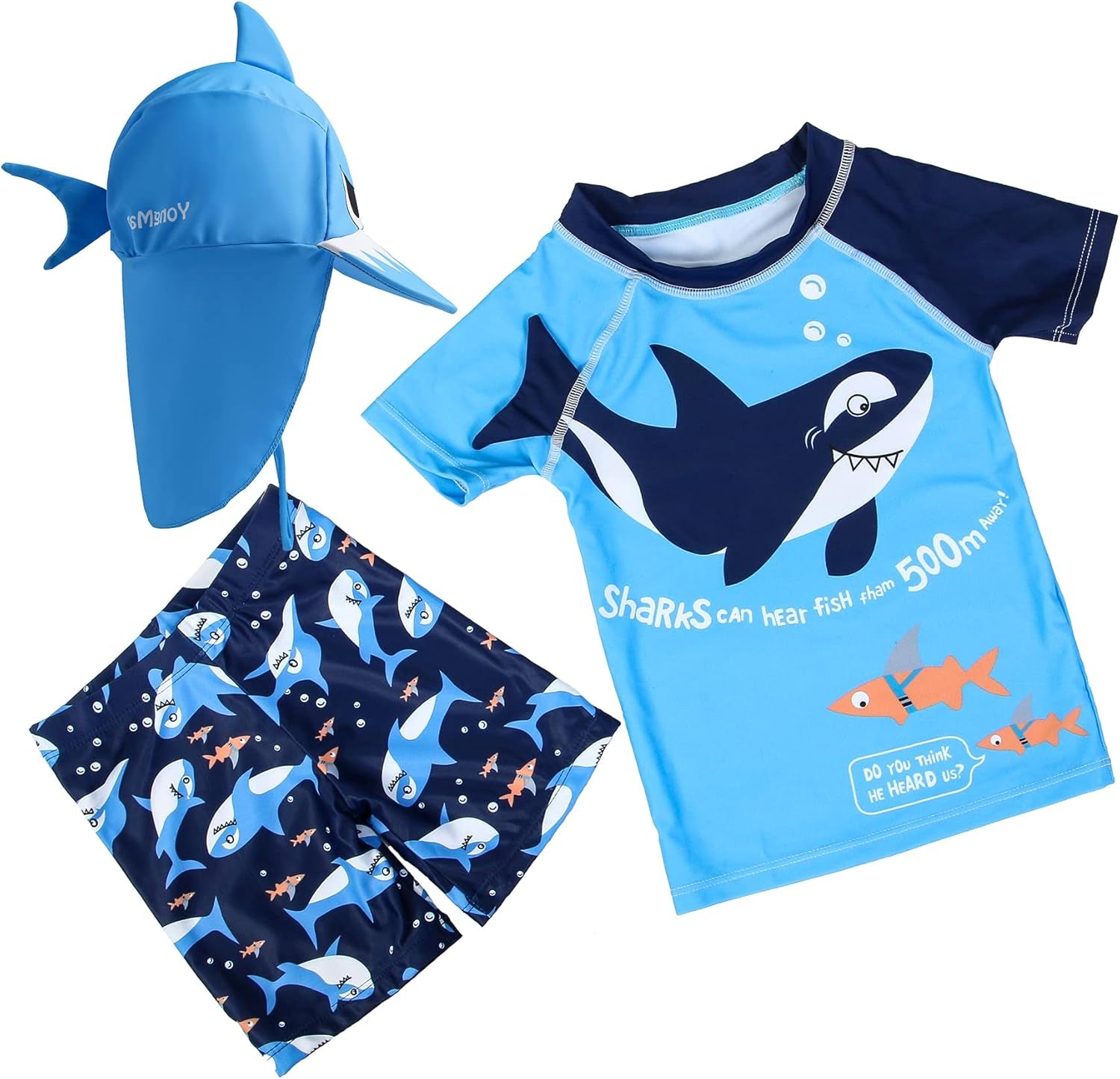 Adorable 3-Piece Swimsuit Set for Baby and Toddler Boys with Matching Hat