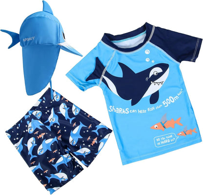 Adorable 3-Piece Swimsuit Set for Baby and Toddler Boys with Matching Hat