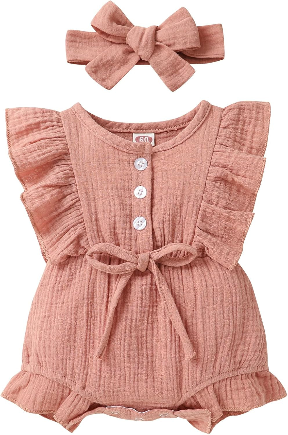 Adorable Ruffled Sleeveless Summer Romper for Toddler Girls - Soft Cotton Linen Comfort