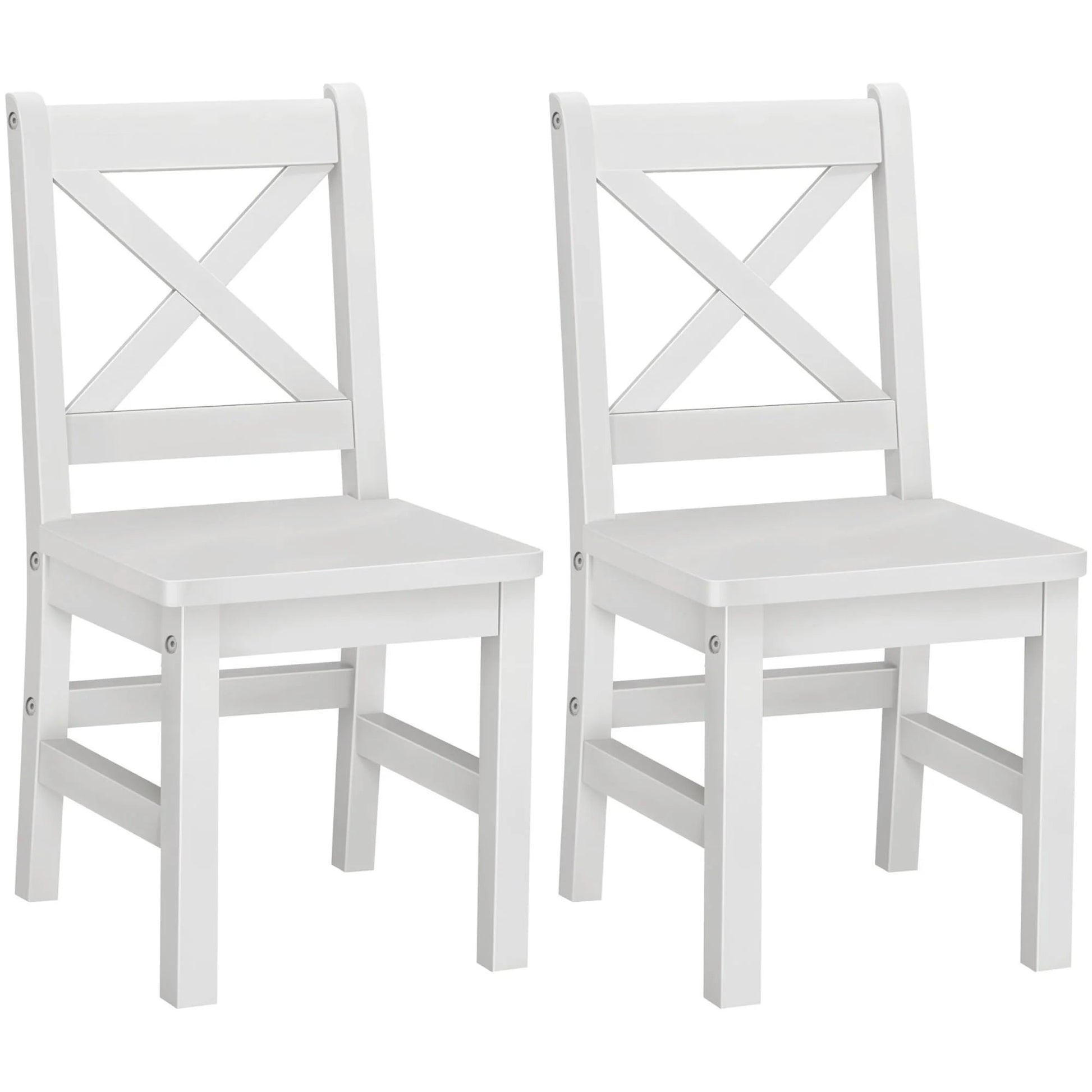 Charming Set of 2 Solid Hardwood X-Back Children's Chairs in Coffee Finish