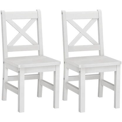 Charming Set of 2 Solid Hardwood X-Back Children's Chairs in Coffee Finish