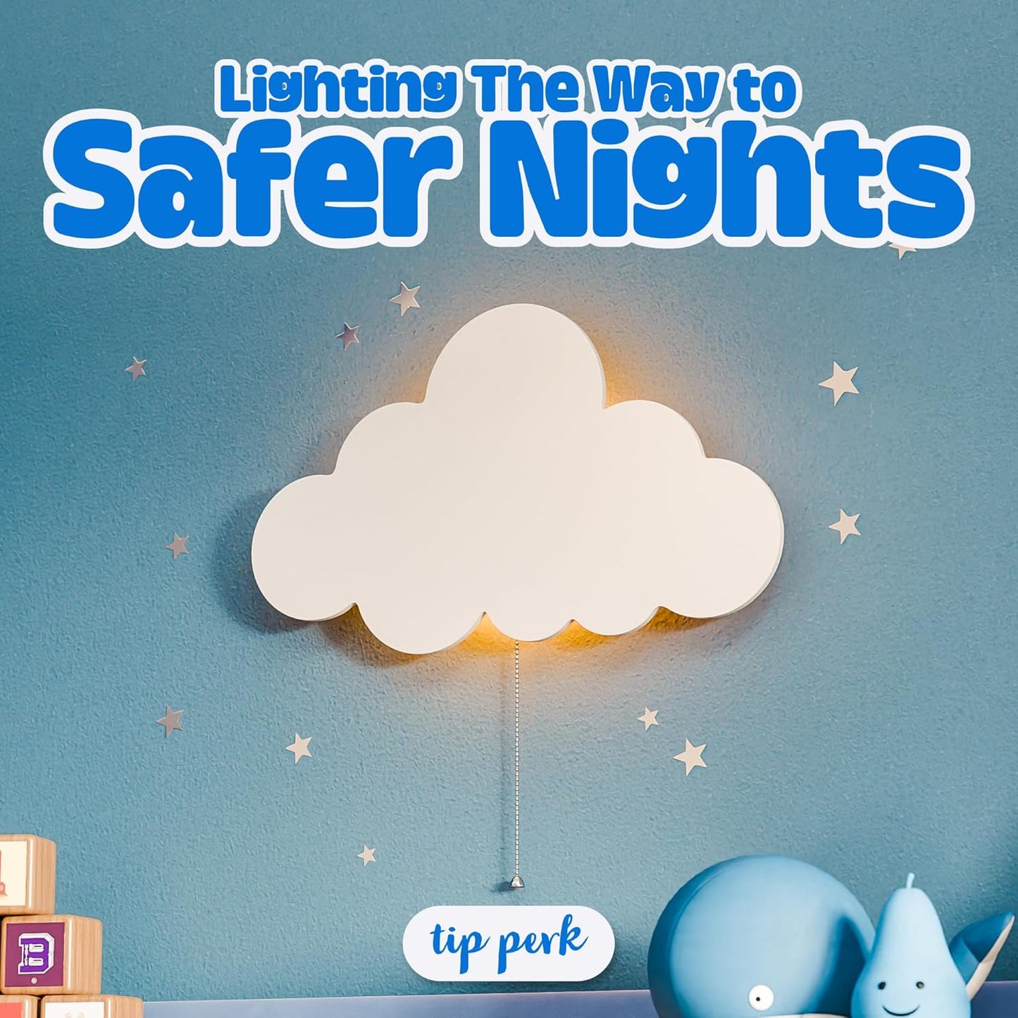 Floating Cloud Wall Lamp for Nursery and Kids' Bedrooms - Battery-Operated Night Light