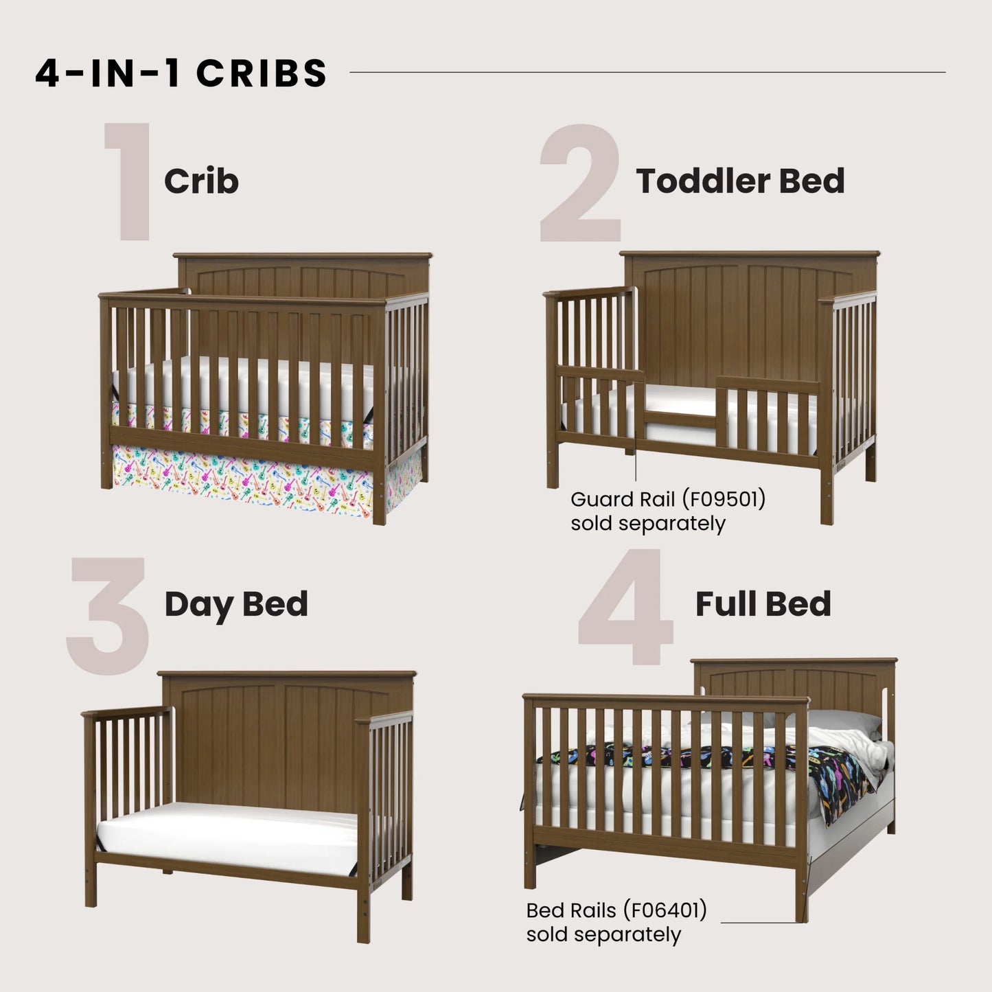 Sheldon 4-in-1 Convertible Crib in Cocoa Bean