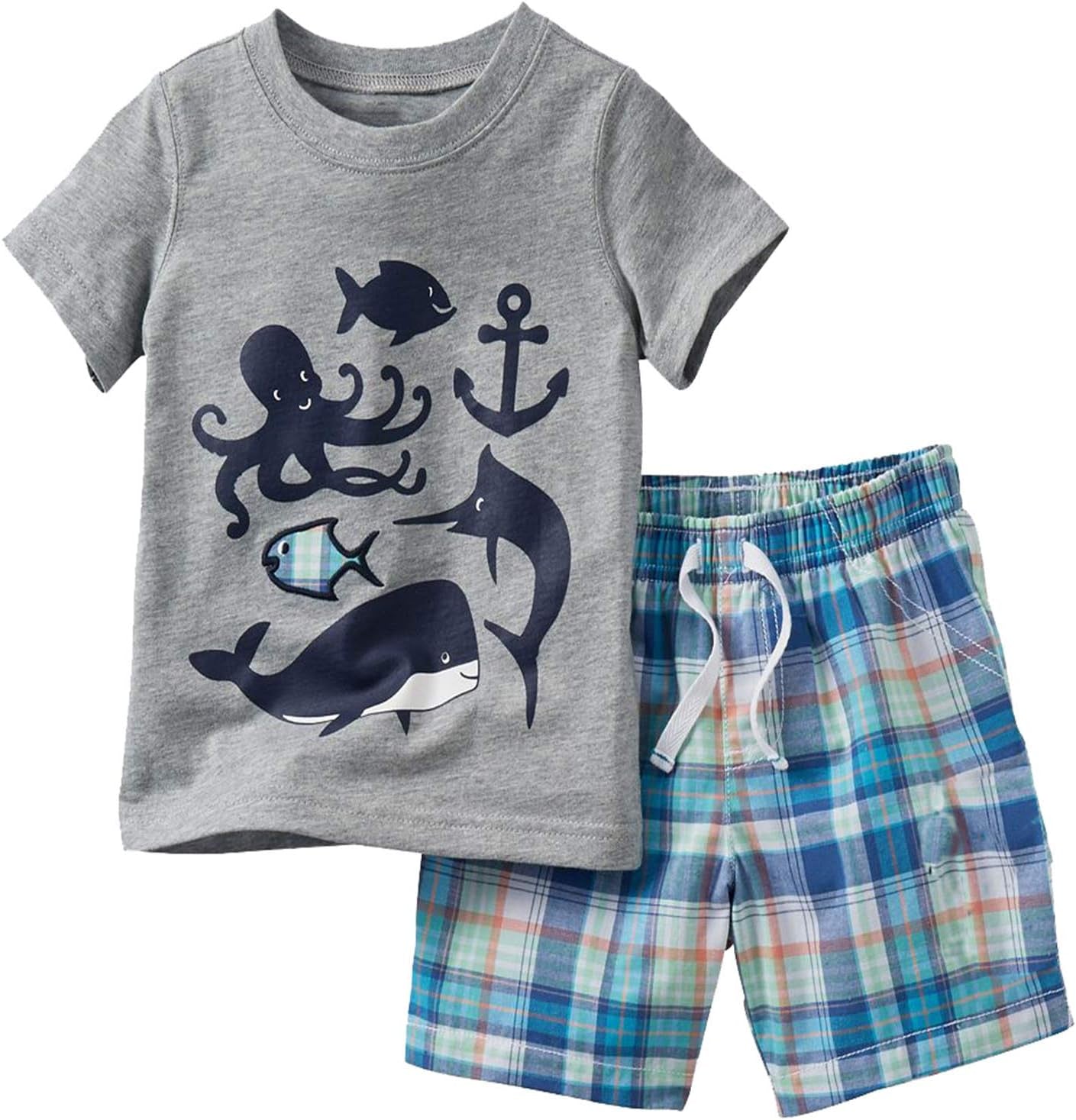 Stylish Toddler Boy's Short Sleeve T-Shirt & Shorts Set - Perfect for Ages 2-7T!