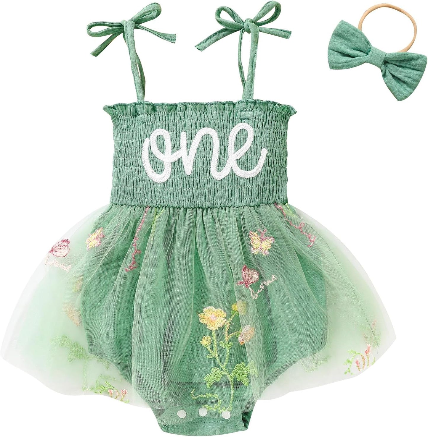 Adorable Baby Girl's 1st Birthday Tulle Romper - Sleeveless Bodysuit for Cake Smash Celebrations