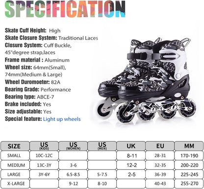 Light-Up Adjustable Inline Skates for Boys and Girls - Fun and Safe Skating Experience!