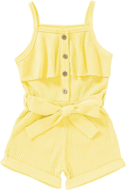 Adorable Toddler Girls' Summer Sleeveless Halter Romper Jumpsuit Set (Ages 1-5T)