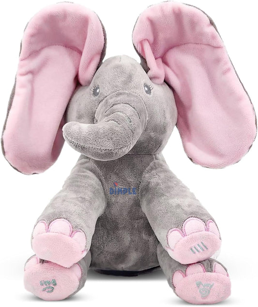 Interactive Peek-a-Boo Elephant Toy - Musical Plush with Moving Ears for Babies and Toddlers - Adorable Singing Stuffed Animal