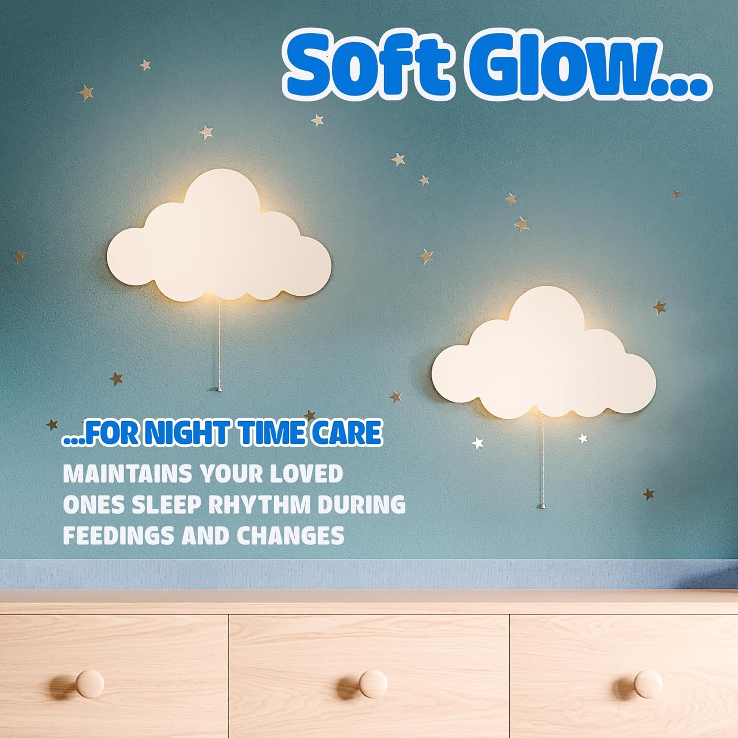 Floating Cloud Wall Lamp for Nursery and Kids' Bedrooms - Battery-Operated Night Light