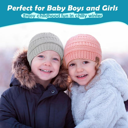 Cozy 3-Pack Baby Beanie Hats for Girls & Boys - Soft Fleece Lined Winter Hats for Newborns, Infants, and Toddlers