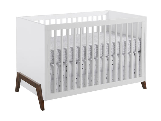 Mari Modern 3-in-1 Convertible Island Crib - Elegant White and Walnut Finish