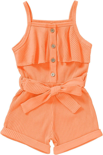 Adorable Toddler Girls' Summer Sleeveless Halter Romper Jumpsuit Set (Ages 1-5T)