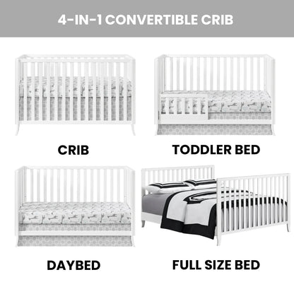 Arlie 4-in-1 Convertible Island Crib - Elegant White Design for Growing Families