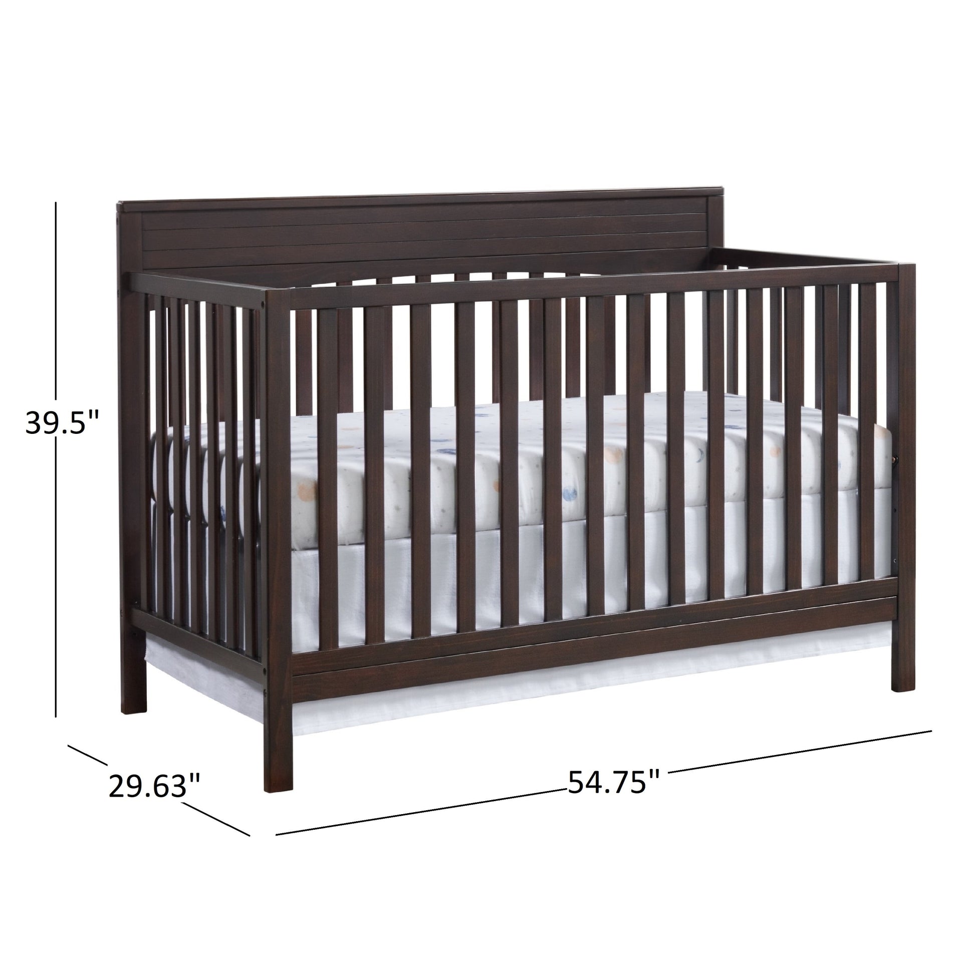 Harper 4-in-1 Convertible Crib - Stylish Espresso Brown, GREENGUARD Gold Certified Safety for Your Baby