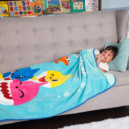 Baby Shark Super Soft Micro Raschel Throw Blanket for Kids - 46" x 60