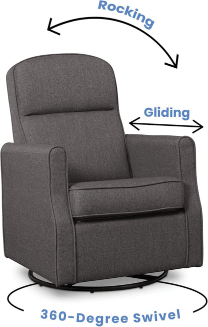 Blair Charcoal Slim Nursery Glider & Swivel Rocker Chair - Stylish Comfort for Your Baby's Room