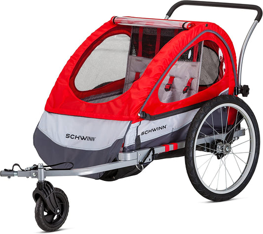 Joyrider Echo & Trailblazer Child Bike Trailer - Versatile Single/Double Seat Carrier with Canopy, Bug Screen, Weather Shield & Air-Filled Tires