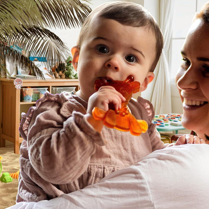 Natural Amber Giraffe Teether Toy - Soothing Rubber Baby Teething Relief