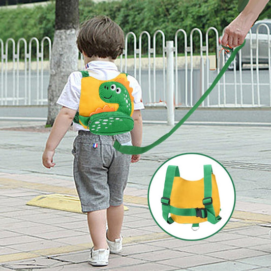 Cute Dinosaur Toddler Harness Leash with Anti-Lost Wrist Link - Perfect for Baby Boys Walking (Yellow)