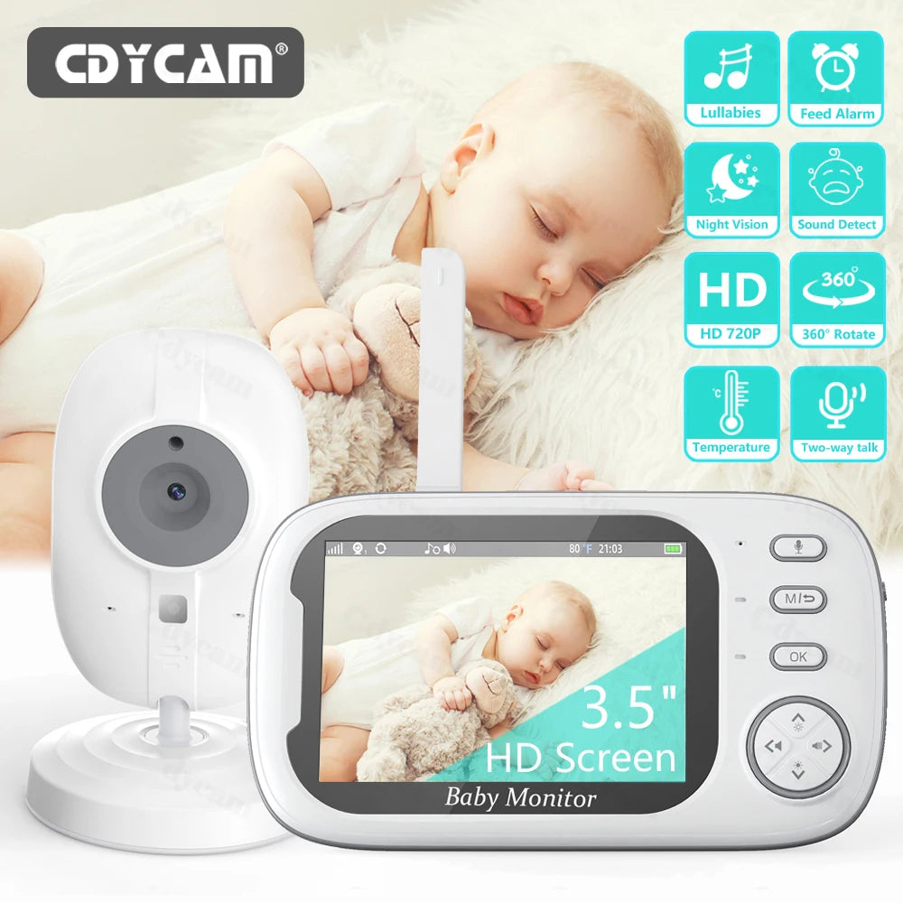 Advanced 3.5" Wireless Video Baby Monitor with Night Vision, Temperature Alerts, and 2-Way Audio - Your Ultimate Baby Nanny Security Camera