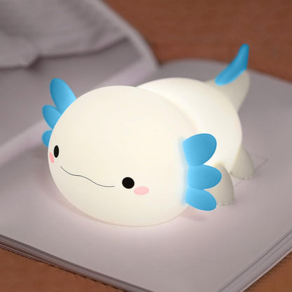 Dimmable Axolotl Night Light - Adorable Silicone Touch Lamp for Nursery, Rechargeable Kawaii Bedside Decor, Perfect Gift for Kids and Girls