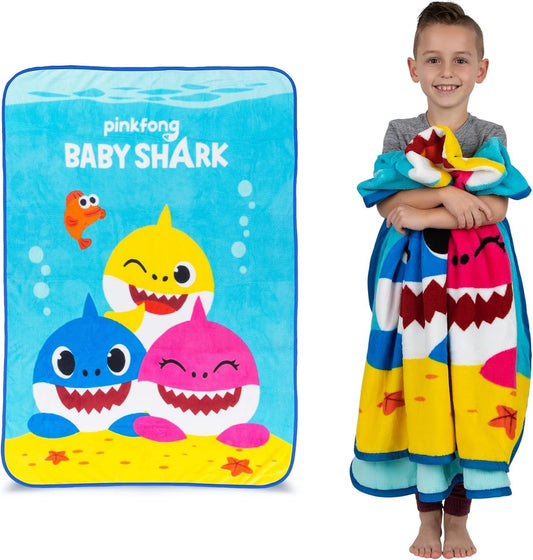 Baby Shark Super Soft Micro Raschel Throw Blanket for Kids - 46" x 60