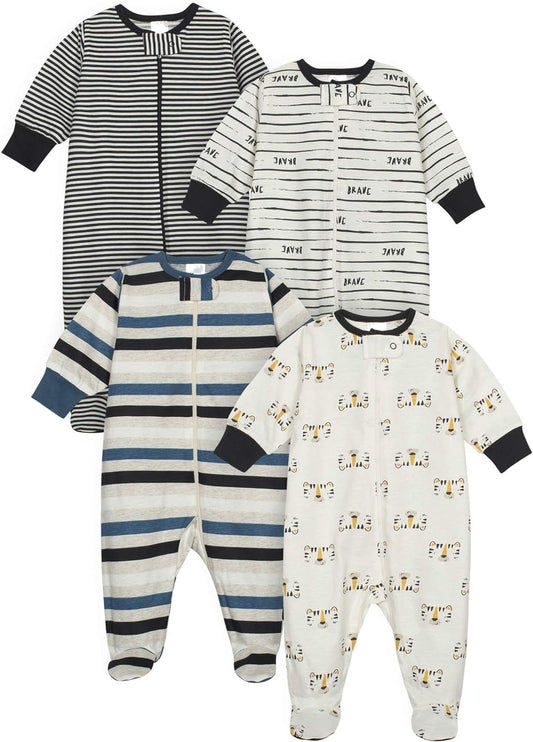 Cozy Comfort: Baby Boys' 4-Pack Sleep 'N Play Footies