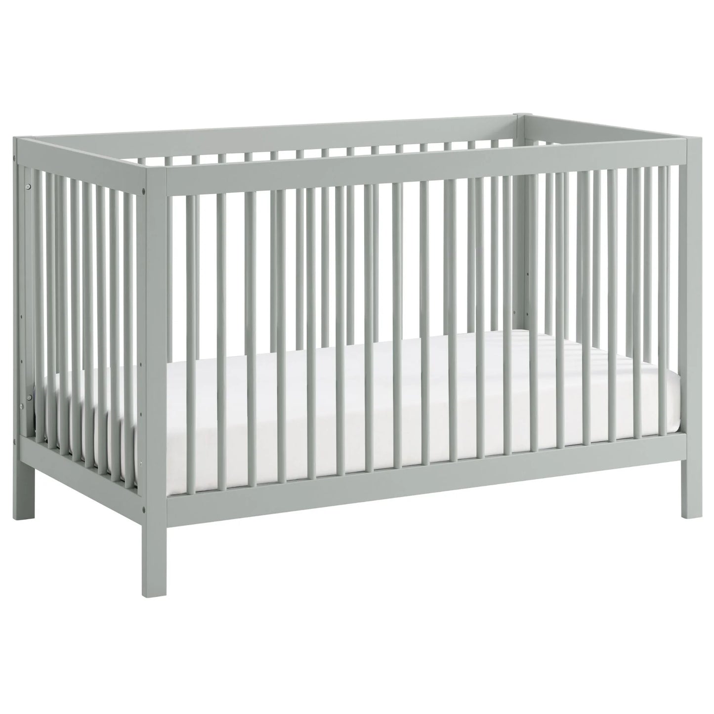 Stylish Gray 4-in-1 Convertible Crib with Round Spindles - Essential Island Full-Size Design