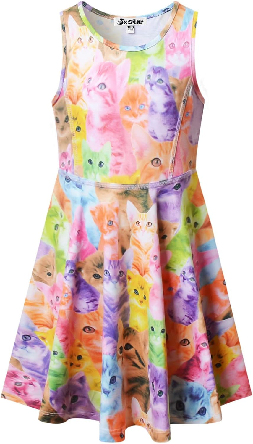 Charming Summer Swing Sleeveless Dresses for Little Girls