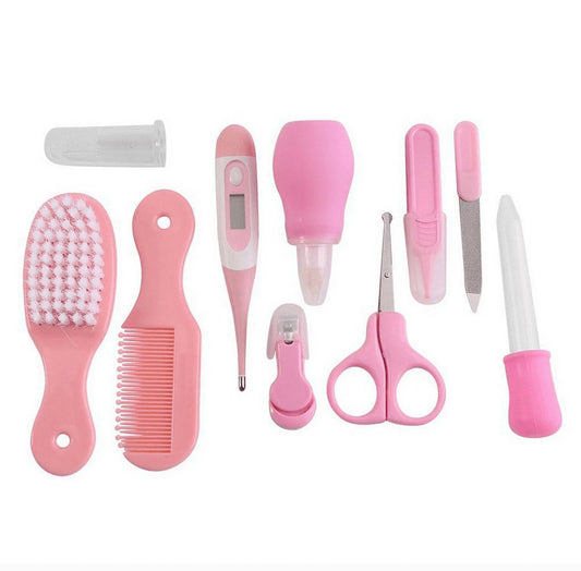 Essential Baby Grooming & Health Care Kit - 10PCS Portable Set with Safety Nail Cutter for Newborn Care