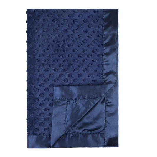 Baby Soft Minky Dot Blanket with Silky Satin Backing Baby Gifts for Boys and Girls (Navy Blue, 30’’ X 40’’)