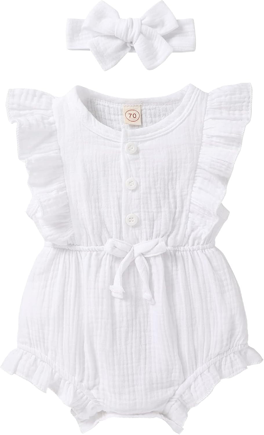 Adorable Ruffled Sleeveless Summer Romper for Toddler Girls - Soft Cotton Linen Comfort