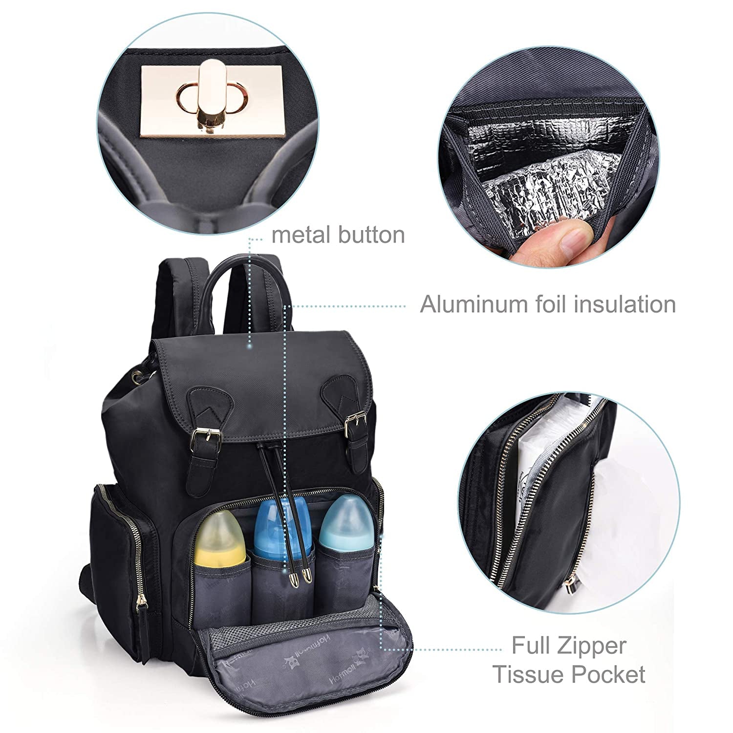 Stylish Diaper Backpack with Stroller Hooks - Perfect Baby Bag for Moms