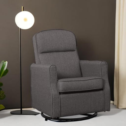 Blair Charcoal Slim Nursery Glider & Swivel Rocker Chair - Stylish Comfort for Your Baby's Room