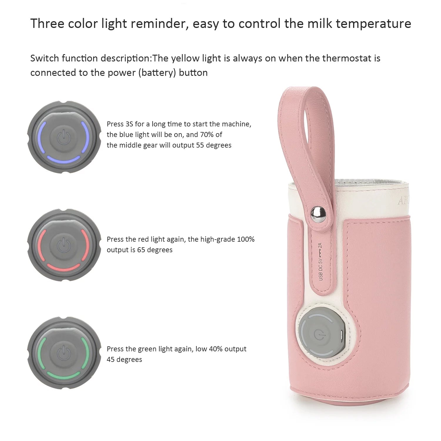 Smart & Stylish Portable Bottle Warmer - Rapid Heating, 3 Temperature Settings, Perfect for On-the-Go Moms!