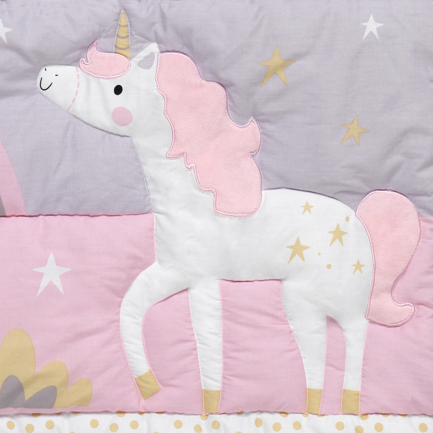 Enchanting Rainbow Unicorn 3-Piece Crib Bedding Set in Pink and Purple