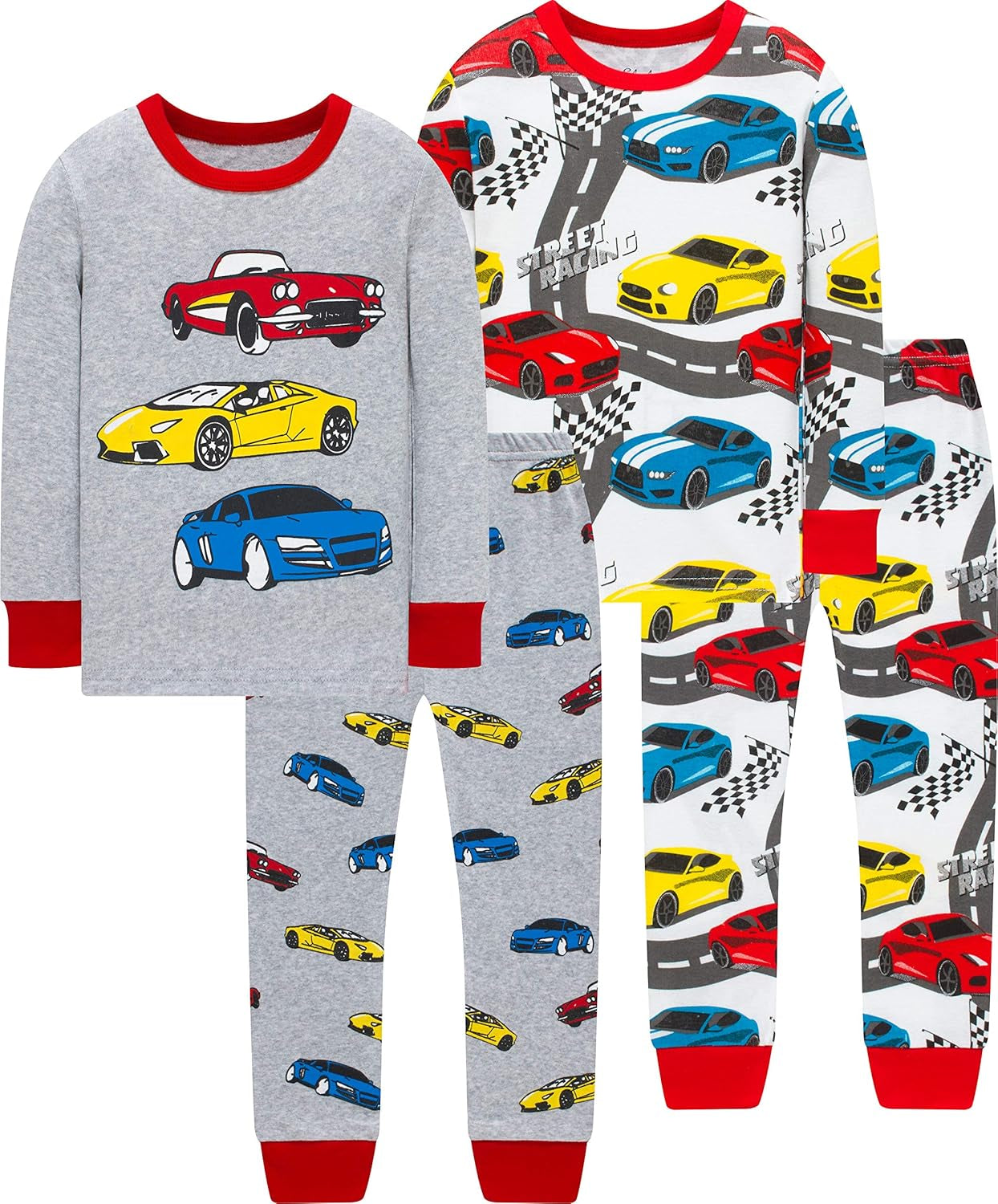 Race Car Pajamas for Boys & Girls - Cool Cotton Christmas Sleepwear Size 7